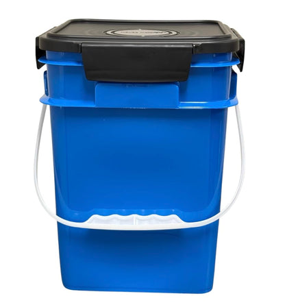 House Naturals 4 Gallon Square Food Grade Plastic Bucket with Lid, Made in USA (Pack of 2) BPA Free (Blue) - color: Blue