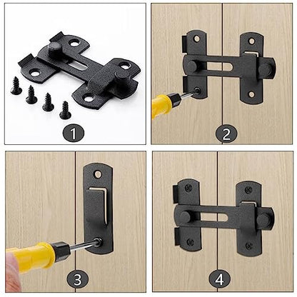Flip Lock Barn Door Latch 4 Pack Door Latches Small Black Safety Door Glide Sliding Wine Cabinet Closet Gate for Bathroom Garden Cabinet Window