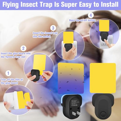 Flying Insect Trap Plug-in, Indoor Mosquito & Gnat Killer - color: deep black, size: 1 device + 5 refills