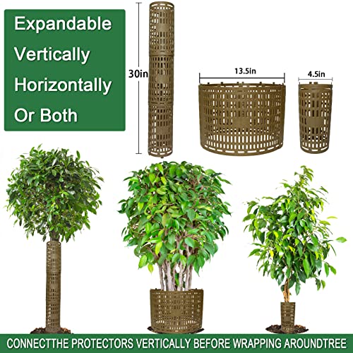 3 Pack Tree Trunk Protector Wrap Brown, Mesh Plant Covers Tree Tubes for Seedlings, Saplings, Expandable Weather-Proof Durable Plant Bark Protection from Trimmers, Mowers, Rodents & Sun Scald - color: Brown