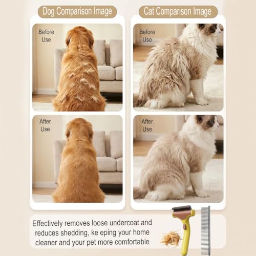 Undercoat Rake for Dogs & Cats, yellow - color: yellow