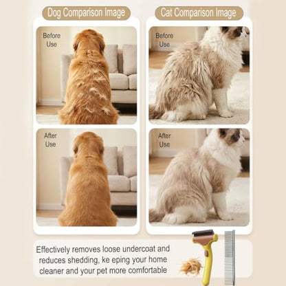 Undercoat Rake for Dogs & Cats, yellow - color: yellow