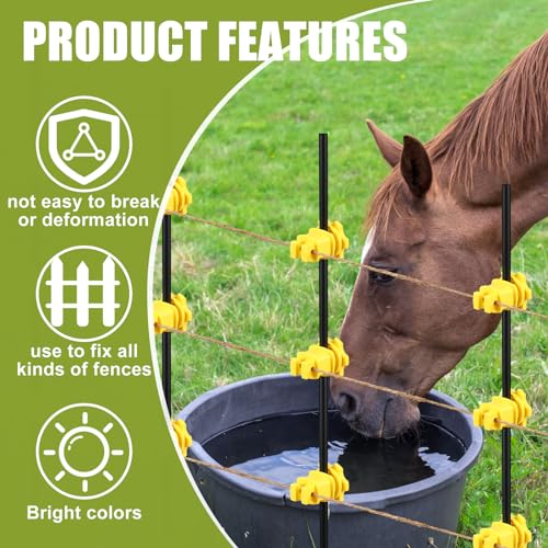 Frienda 100 Pcs Electric Fence Wire Insulators, Screw Round Post, Yellow - color: Yellow