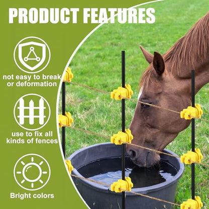 Frienda 100 Pcs Electric Fence Wire Insulators, Screw Round Post, Yellow - color: Yellow