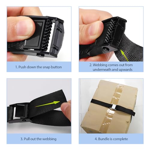 4 PCS Tie Down Straps, 8.2'×1" Heavy Duty Secure Straps with Adjustable Cam Buckles, Easy Pull Release Lashing Strap for Motorcycle Truck Trailer Canoe Cargo Luggage - color: 8.2'×1"