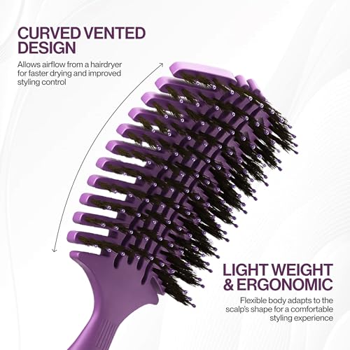 COCCO Aura Vent Boar Brush, Dual-Curved Design for Faster Drying - color: Purple