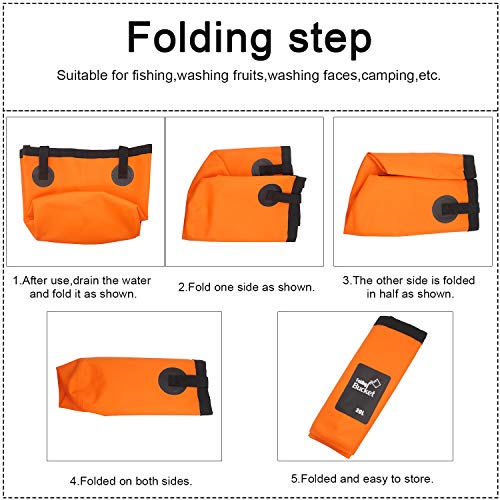 Esthesia Collapsible Bucket, 5 Gallon Portable Folding Water Container for Travelling, Camping, Hiking, Fishing, Gardening - color: Orange