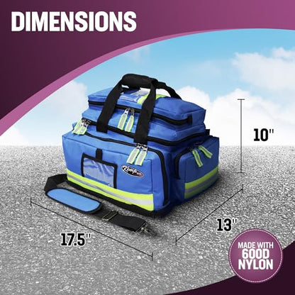 Kemp USA Large Trauma EMS Bag Royal Blue 600D Nylon EMT Medical Kit Bag