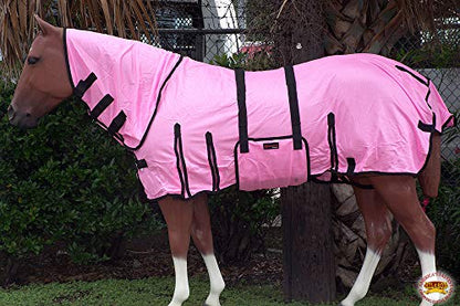 HILASON 72In Horse Fly Sheet UV Protect Pink W/Black Piping - color: Pink W/ Black Piping, size: 72 In