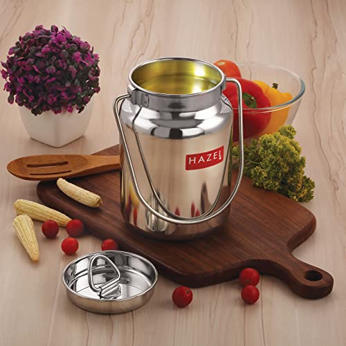 HAZEL Stainless Steel Grease Oil Pot With Lid | Airtight Milk Kitchen Container (76 Fl.Oz) - size: 76 Fl.Oz