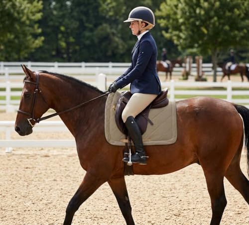 Horse Saddle Pad English Quilted Contoured All-Purpose Trail 72TS01 - color: Beige
