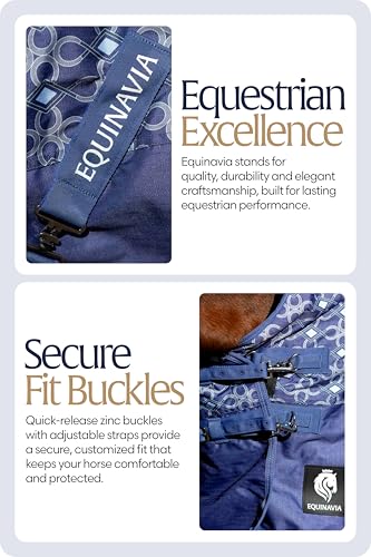 Equinavia Arktis Extended Neck Mid Weight Turnout Blanket 200g - Skipper Blue - 78 in - color: Skipper Blue, size: 78 in