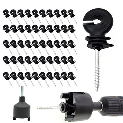 120 Pcs Electric Fence Insulator Screw-in Ring Post Wood with Tool