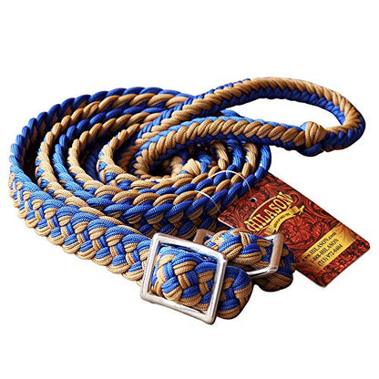 HILASON Braided Poly Barrel Horse Racing Reins Flat Grip Knots 1" X 8Ft | Rein Gifts - color: Tan-Purple