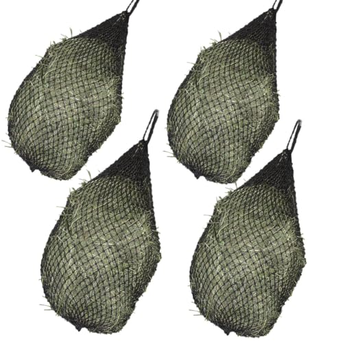 Country Pride Ultra Slow Feeder Hay Net, 1-Inch Openings to Slow Hay Consumption, Durable Woven Design, Top-Loading, Holds 5-6 Flakes, Compatible with Hay Hoops, 42-Inch, 42-Inch, 4 Pack (Black) - color: Black