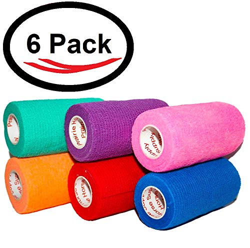 4 Inch Self Adhesive Medical Bandage Wrap Sport Tape (Variety) (6 Pack) Strong Elastic Self Adherent Cohesive First Aid Sport Flex Rolls for Wrist Ankle Knee Sprains and Swelling