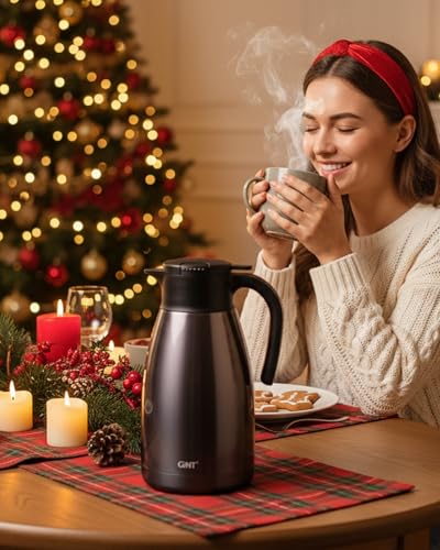 GiNT 2.2L / 74Oz Thermal Coffee Carafe, Insulated Stainless Steel Coffee Carafes for Keeping Hot/Double Walled Vacuum Thermal Carafe (Purple) - color: Purple, size: 74.4 Ounces
