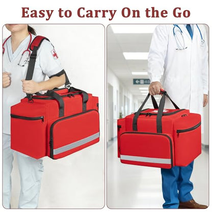 Professional Empty EMT First Responder Bag,20.5" x 13.8" x 12.2" Extra Large Trauma First Aid Carrying Bag for Paramedics and Emergency Supplies Kit,Medical for Business,Home,Outdoor