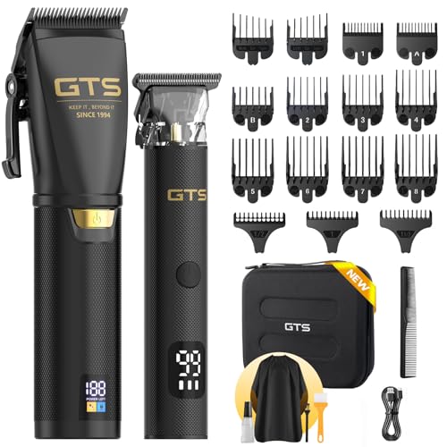 GTSPRO Hair Clippers for Men Professional, Cordless Clippers for Hair Cutting, Mens Hair Clippers and Trimmer Kit for Barber with LED Display 15 Guide Combs