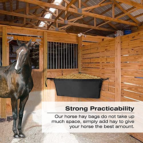 Corner Hay Feeder Bag with Mesh Bottom & Snaps for Horse Trailer