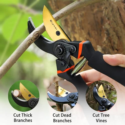 Kynup 3Pack Pruning Shears, Garden Shears, Pruning Shears for Gardening, Gardening Shears Scissors Clippers, Garden Tools Set with Gloves, Stainless Steel, Soft Grip Handle - style: Classic