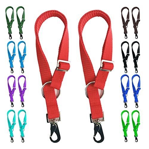 Majestic Ally Pack of 2 Horse Water Bucket Strap Hangers - Adjustable 18” to 30” length – for Indoor or Outdoor Use - color: Red