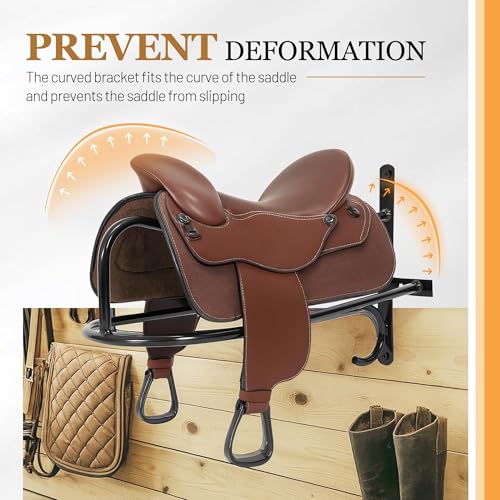 1Pc Saddle Rack Wall Mounted 22.3 x 11.1 x 8.6 Inch with Bridle - size: 1Piece