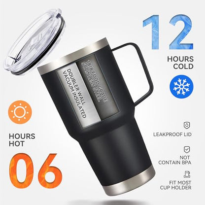 30 oz Stainless Steel Tumblers Bulk with Handle and Lid, 4 Pack - color: Black