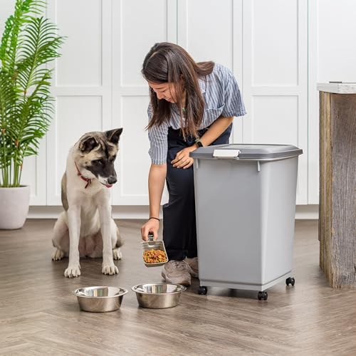 IRIS USA Dog Food Storage Container, 2-Pack, Up to 54 lbs, Gray/Dark Gray - color: Gray/Dark Gray, size: 54 lbs - 2 Pack