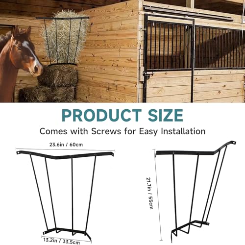 Corner Hay Rack Carbon Steel Hay Feeder Blanket Holder 23.3 x 13.2 x 21.7In Wall Mounted Hay Rack Hay Feeder for Horses Goats Farm Indoor and Outdoor Use