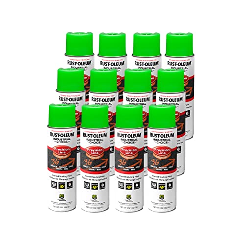 Rust-Oleum Inverted Marking Spray, Solvent-Based, Fluorescent Green - color: Fluorescent Green, size: 17 Ounce (Pack of 12)