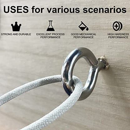 6 Pcs M6 304 Stainless Steel Screw Eye Hooks, 2-1/2 Inches Eyes Screw Hooks,Heavy Duty Screw Eye Bolt,Load Bearing 200LB,Indoor & Outdoor Use