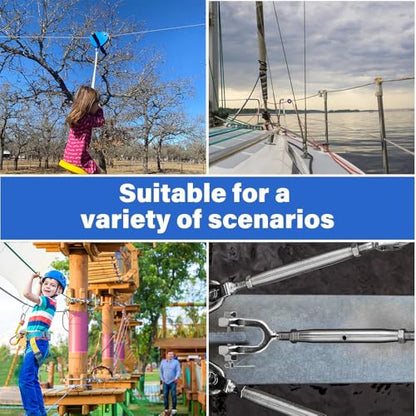 Turnbuckle, 1/2" 304 Stainless Steel Turnbuckle, 4400lbs Working Load Limit, Heavy-Duty Closed Body Jaw and Jaw Turnbuckles for Cables Wire Tensioner, Zipline, Shade Sails - size: 1/2in （1pcs）