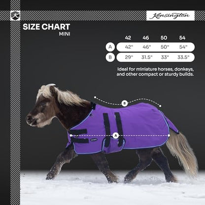 Mini Horse Turnout Blanket, 300g Heavyweight Waterproof, 46 in, Navy - color: (Navy), size: 46"