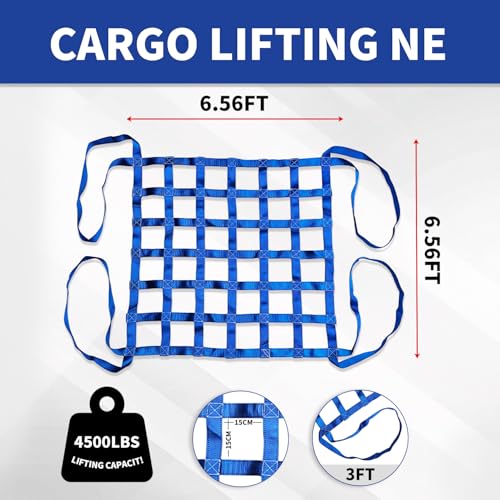 3.28' x 3.28' Heavy Duty Cargo Lifting Net, Blue - color: Blue, size: 3.28'X3.28'