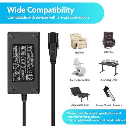 Power Recliner Power Supply, Sopito 2-Pin AC/DC Adapter 100-240V 50/60hz - style: 2pcs Power Supply Kit