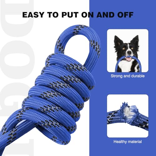 lynxking Dog Leash 1/2in x 5ft Slip Lead Black and 1/2in x 6ft Slip Lead Reflective Blue,2 Pack