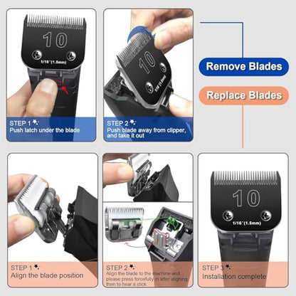 30 Blade Dog Grooming Blades Compatible with Andis/Wahl KM10 Series - color: 2PC 3-3/4FC: 1/2" (13 mm)
