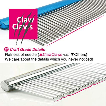Greyhound Comb with Oval Handle for Dogs and Cats, Removing and Shedding Matted, Tangled Hair, Metal Comb with Stainless Steel Pins, Detangling Grooming Tool, Pet Comb (20% Fine Spacing)… - color: Blue-20% fine pins, size: Small (Pack of 1)