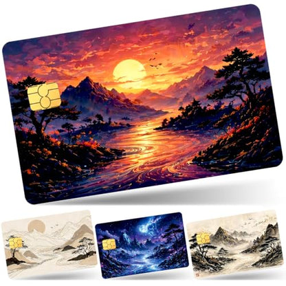 4PCS Four Seasons Landscape Credit Card Skin, Debit Cards Cover Decal - color: Four Seasons Landscape