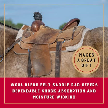 Weaver Equine 33" x 32" Contoured Wool Blend Felt Horse Saddle Pad, Shock Absorbing Western Saddle Pad for Protection, Durable Equine Supplies, ‎Tan - size: 33" L x 32" W - 3/4" Thick
