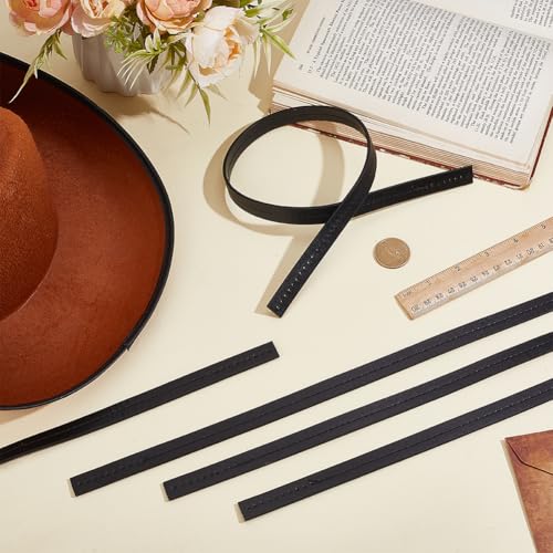 FINGERINSPIRE 5Pcs PU Leather Straps for DIY Horse Harness Strap Making 21.65x0.55x0.1 inch Smooth Replacement Imitation Leather Crown Replacement Break Away Crown Strap - color: Black