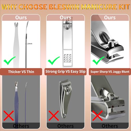 Manicure Set 16 In 1 Professional Stainless Steel Pedicure Kit Toenail Clippers Set Mens Grooming Kit Fingernail Kit for Women with Luxurious Travel Bag, Suitable for Home, Travel, and Salon (Brown) - color: 16Pcs-Brown