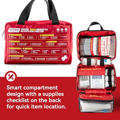 First Aid Kit-450 Piece Medical Kit with Essential Emergency Medical Supplies, Emergency First Aid Kit for Home, Car, Camping, Travel, Hiking, Truck, Sports & Outdoor