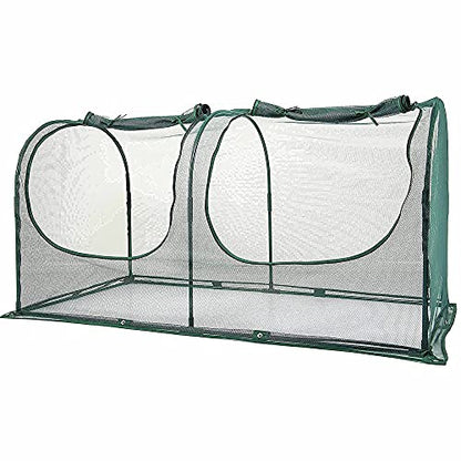 Portable Chicken Run Hen Coop,Walk-in Poultry House,Outdoor Gardening Net,Easy-up Small Animals Enclosure for Protecting Pet and Plant with Metal Frames and 10 Stakes in Backyard and Farm