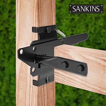 Heavy Duty Self-Locking Gate Latch for Wooden Fence Post Mount, 1Pcs Black - color: Black(1pcs)