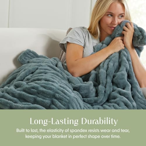 Springtree Home Luxury Micro Plush Throw Blanket | Thick Faux Fur | Ocean | Lily Collection | 50" x 60" | Teal Blanket | Ultra Plush - color: Deep Ocean, size: 50" x 60" (Medium)