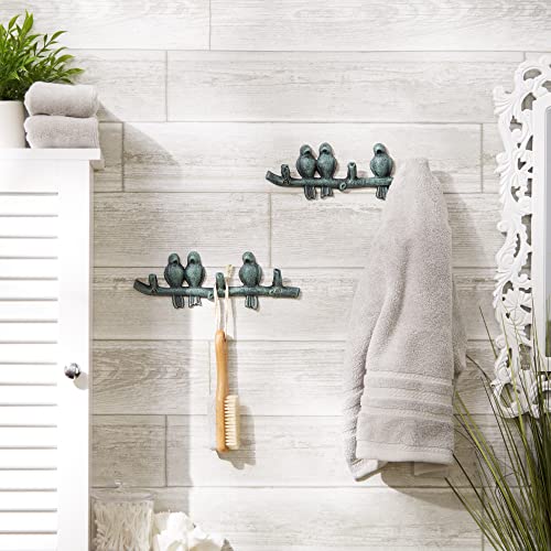 DII Cast Iron Decorative Wall Hook Set, Birds on a Branch, 2 Count - size: Birds on a Branch