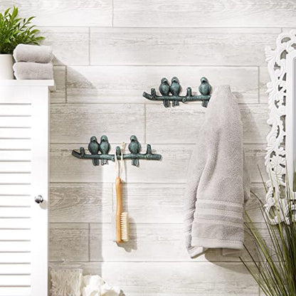 DII Cast Iron Decorative Wall Hook Set, Birds on a Branch, 2 Count - size: Birds on a Branch