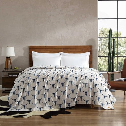 Wrangler - Soft Plush Throw Blanket for Bed & Couch, 50x70 - color: Plains Creek Blue, size: 50" x 70"